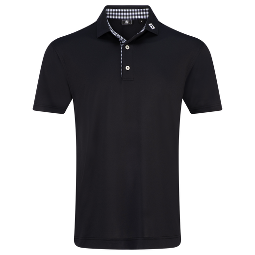 Stretch Pique Solid w/Gingham Trim