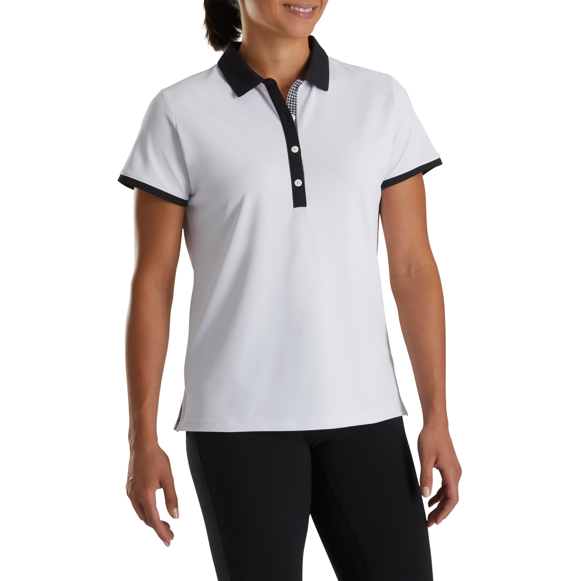 Houndstooth Print Trim Shirt Women