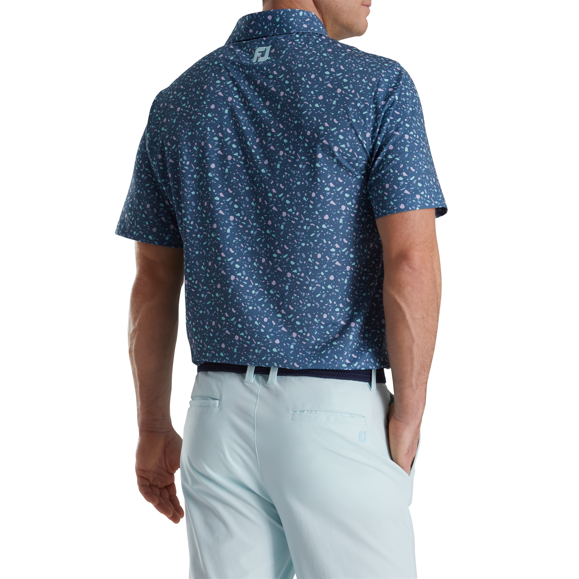 Athletic Fit Terrazzo Print Lisle Self Collar